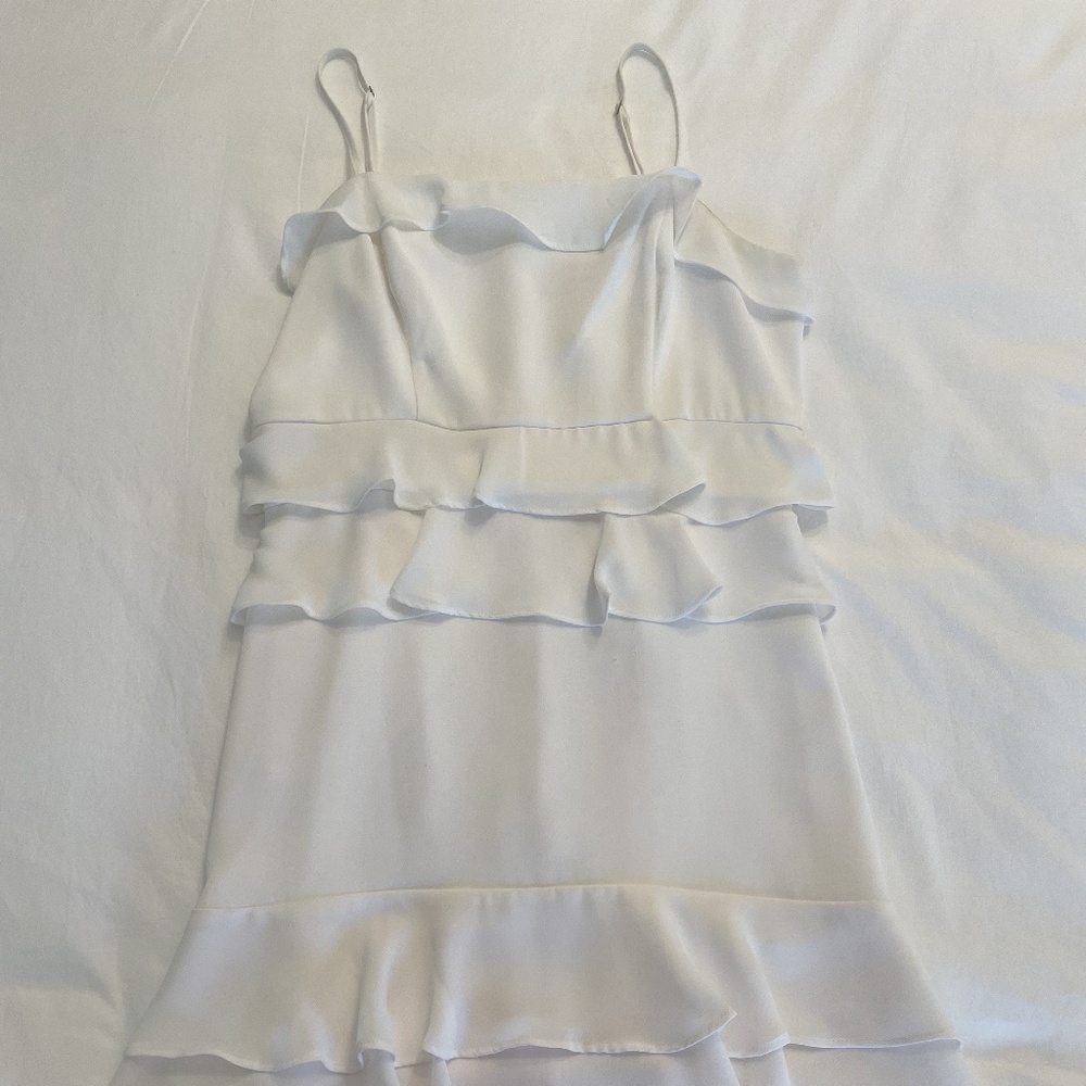 Ruffled White Cocktail Dress